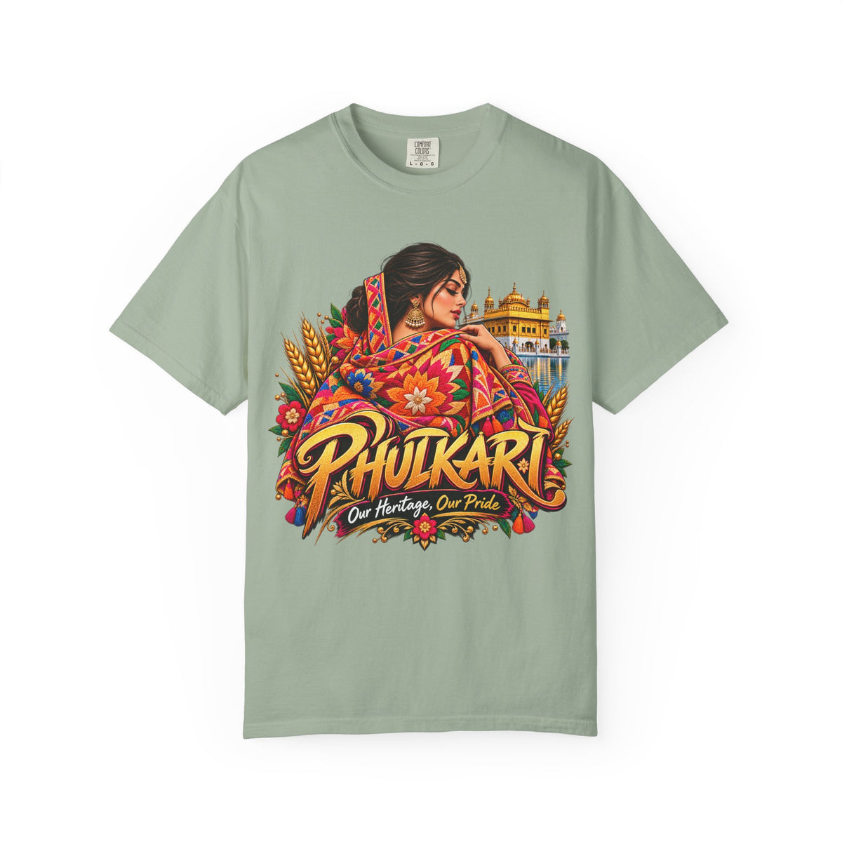 Phulkari Pride Garment-Dyed Graphic T-Shirt – Punjabi Heritage — product image 6