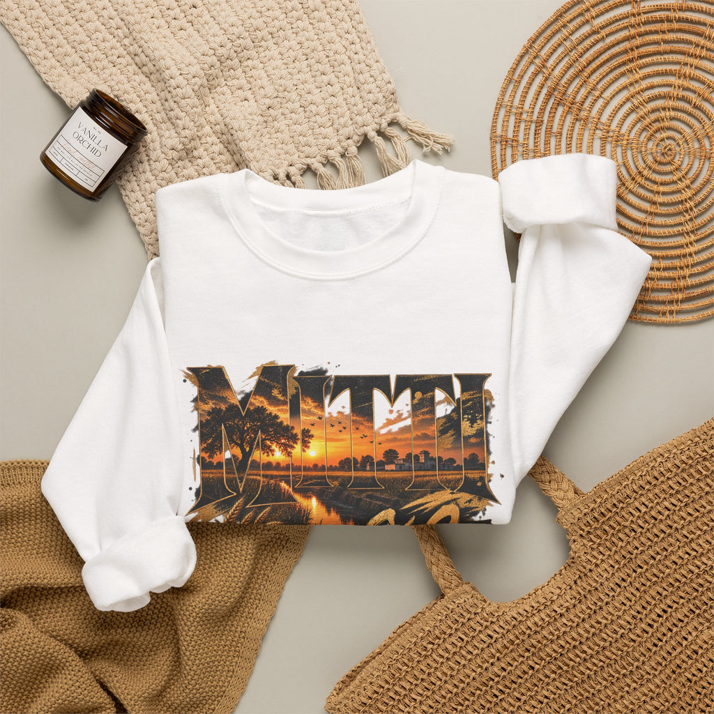 Crewneck Sweatshirt - Vintage Sunset Beach Graphic with 'AFT' Script
