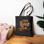 Tea & Chill Cotton Tote Bag — Vintage Tea Time Illustration