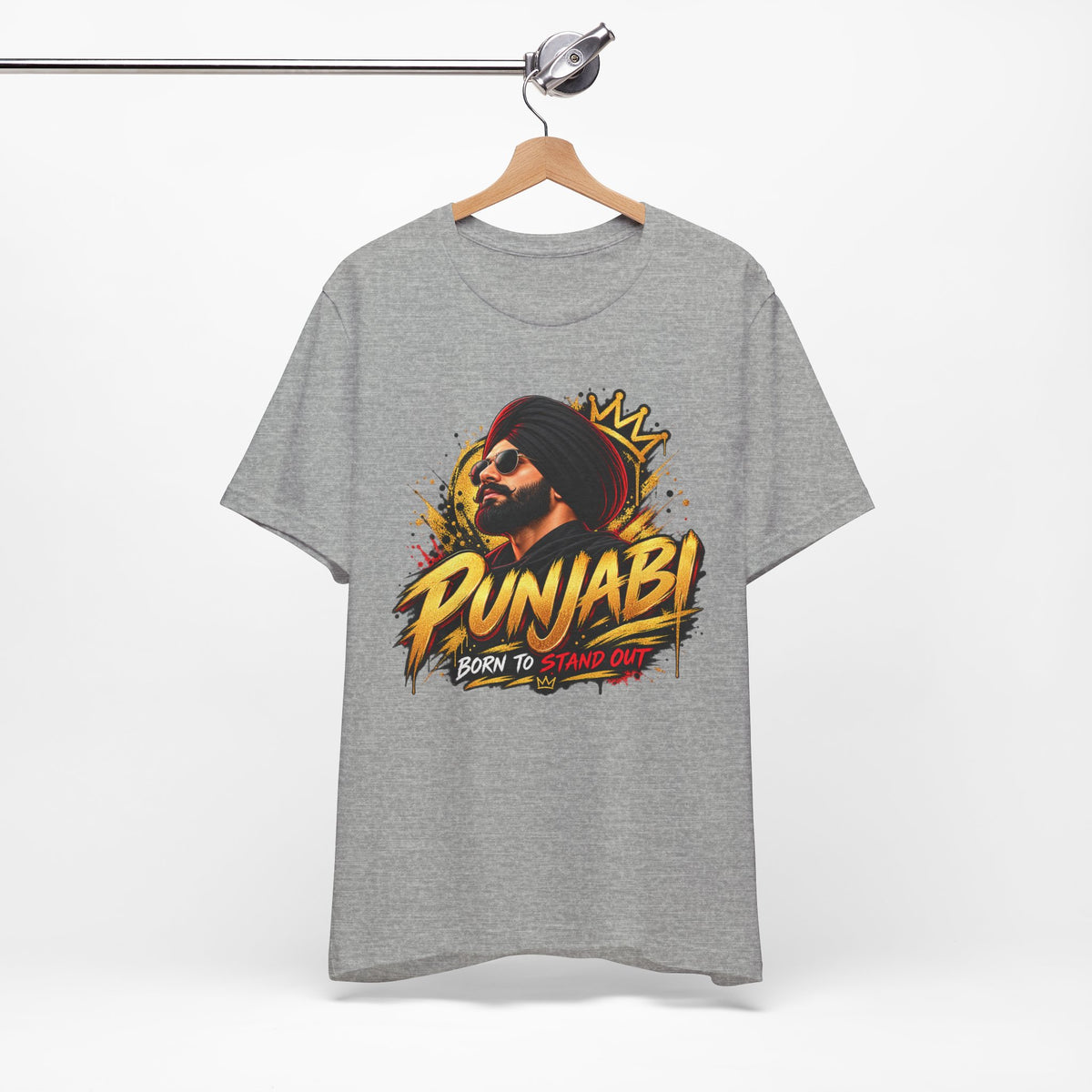 Punjabi Born to Stand Out Graphic T-Shirt | Turban Portrait Tee