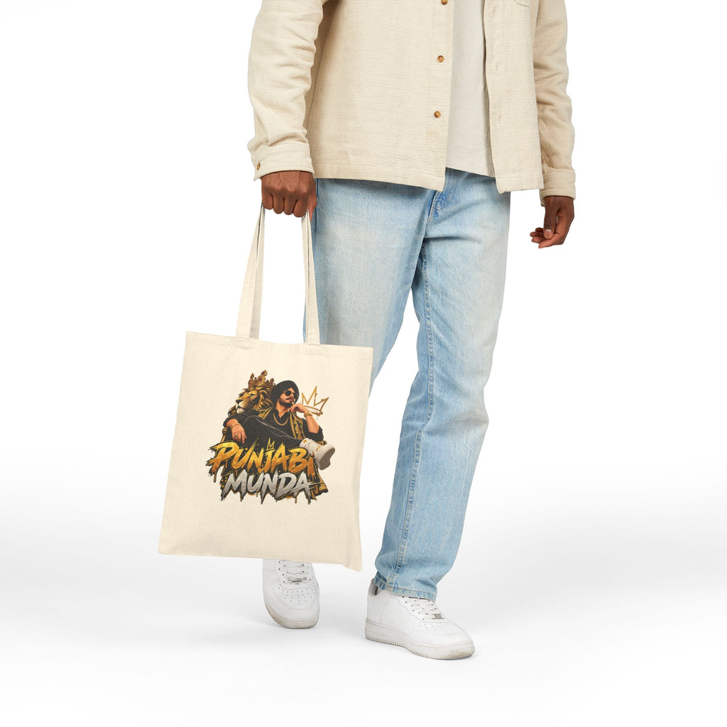 Punjabi Munda Graphic Cotton Canvas Tote Bag