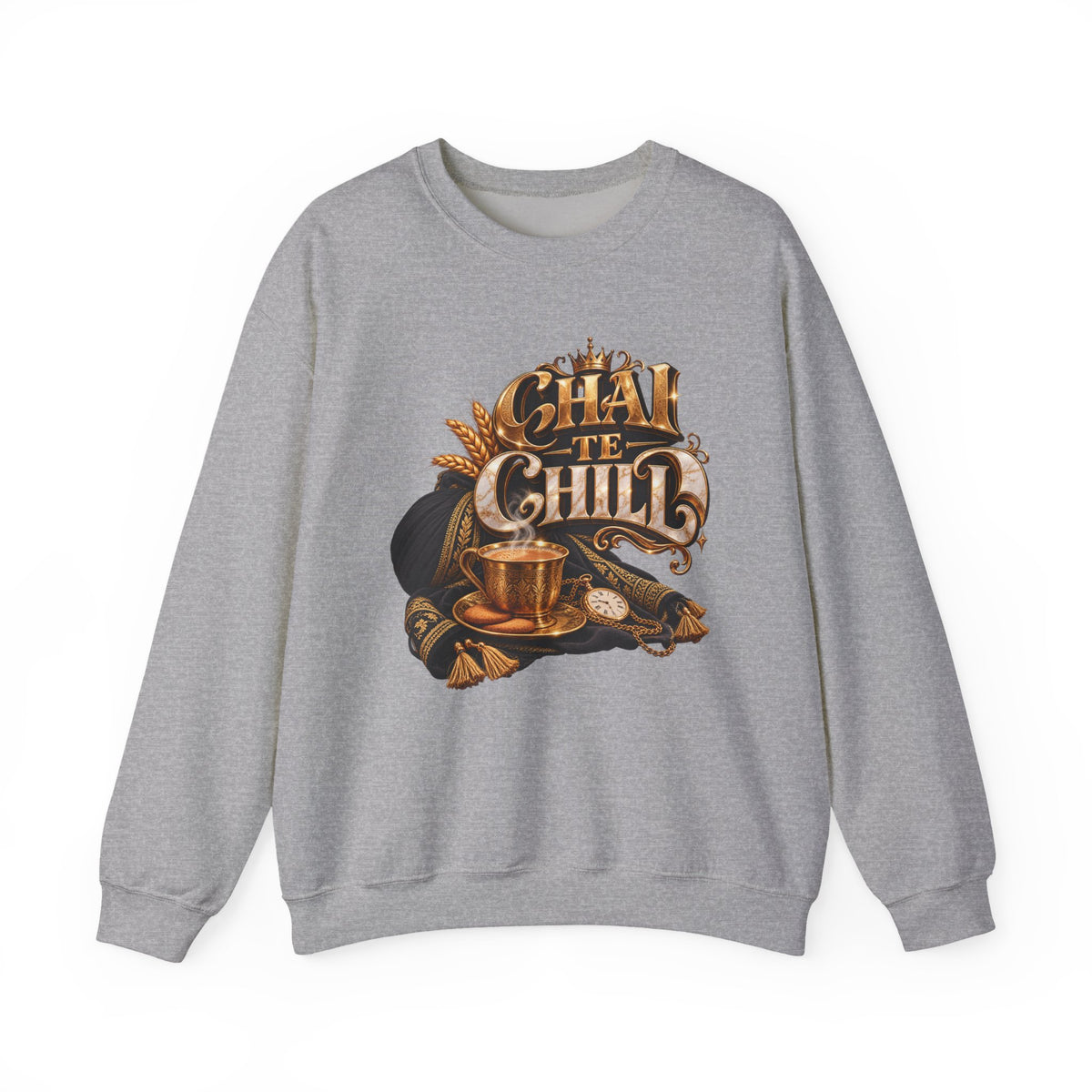 Crewneck Sweatshirt - "Chai & Chill" Vintage Tea Cup Design — product image 4