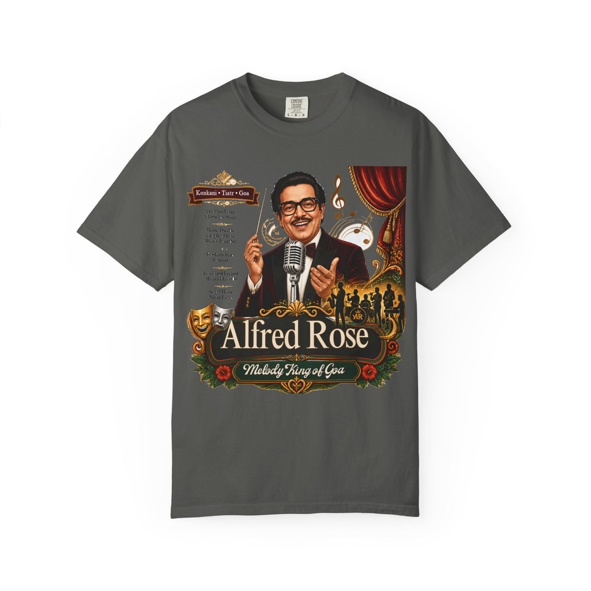 Additional view of Alfred Rose Garment-Dyed T-Shirt — Vintage Music (3)