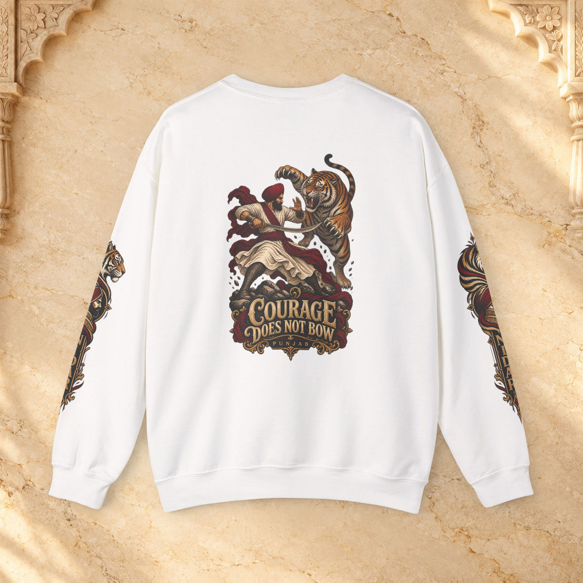 Nidar Courage Does Not Bow Graphic Sweatshirt