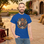 Vintage Folk Art Tractor & Drum Graphic T-Shirt