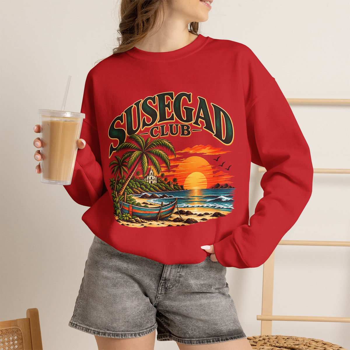 Susegad Club Tropical Sunset Crewneck Sweatshirt