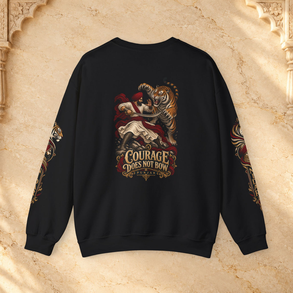 Nidar Courage Does Not Bow Graphic Sweatshirt