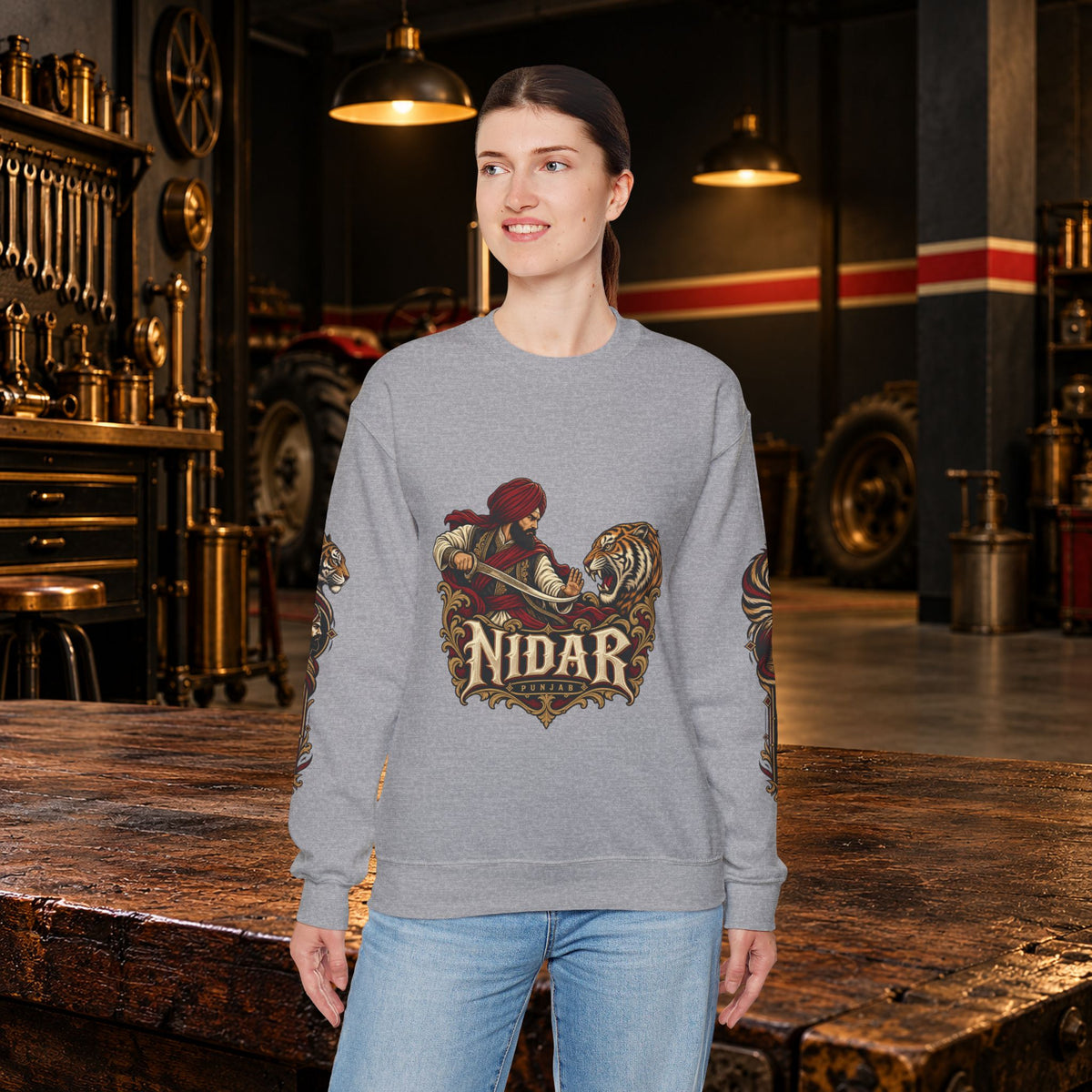 Nidar Courage Does Not Bow Graphic Sweatshirt