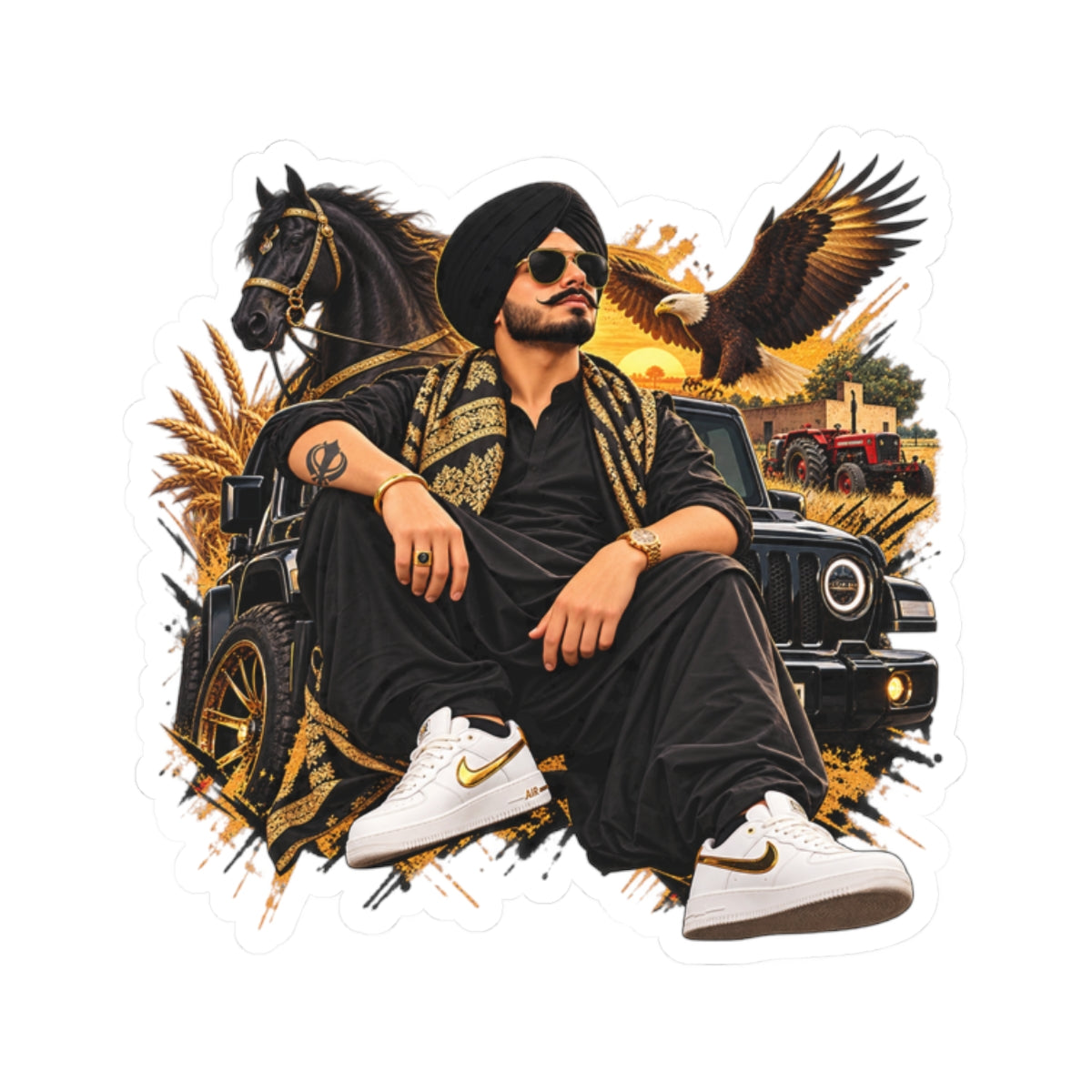 Punjabi King Sticker – Desi Biker Prince Kiss-Cut Vinyl Sticker — product image 4