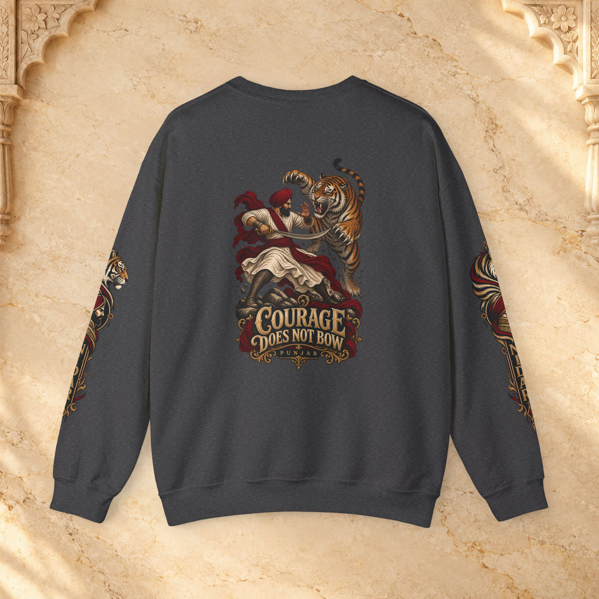 Nidar Courage Does Not Bow Graphic Sweatshirt