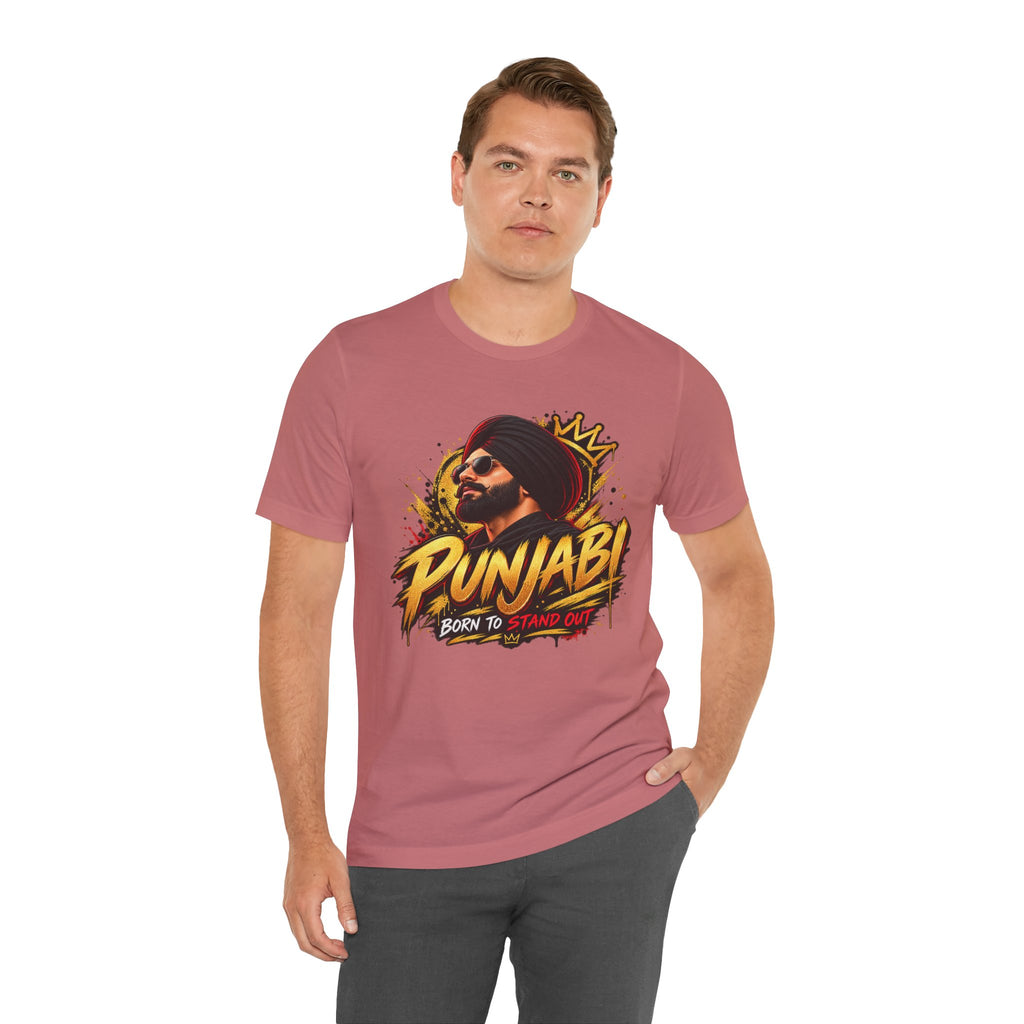 Punjabi Born to Stand Out Graphic T-Shirt | Turban Portrait Tee