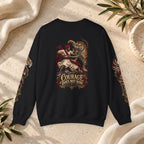 Nidar Courage Does Not Bow Warrior Tiger Crewneck Sweatshirt