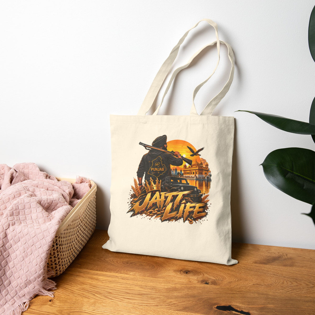Jail Life Canvas Tote Bag — Retro Prisoner Sunset Design