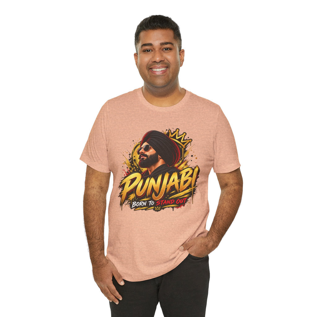 Punjabi Born to Stand Out Graphic T-Shirt | Turban Portrait Tee