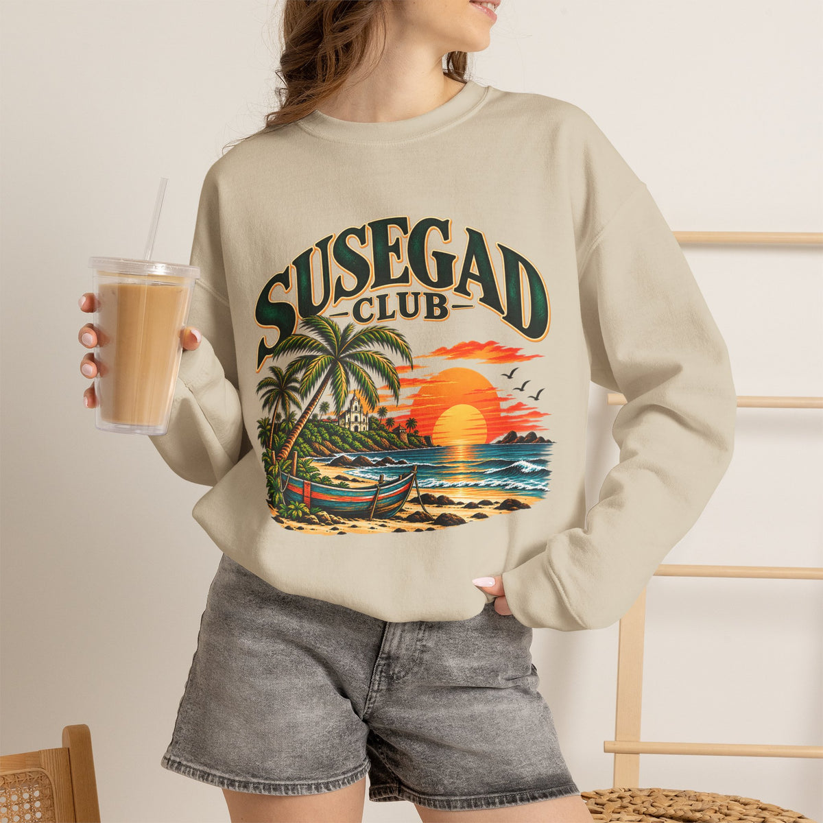 Susegad Club Tropical Sunset Crewneck Sweatshirt