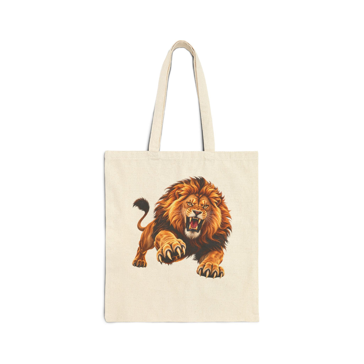 Additional view of Roaring Lion Cotton Tote Bag — Bold Wildlife Canvas Shopper (3)