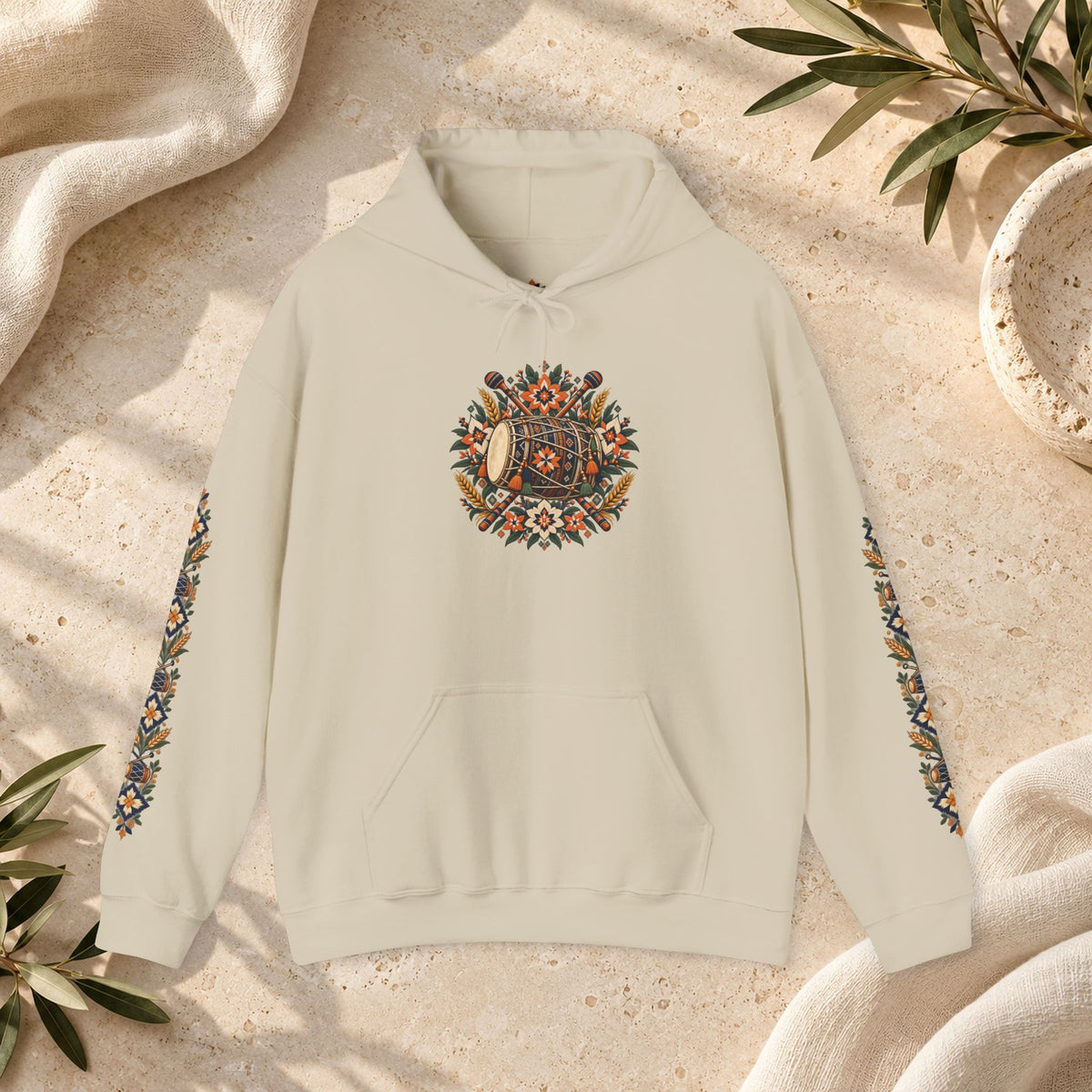 Product gallery view 3 of Bohemian Folk Art Drum Hoodie