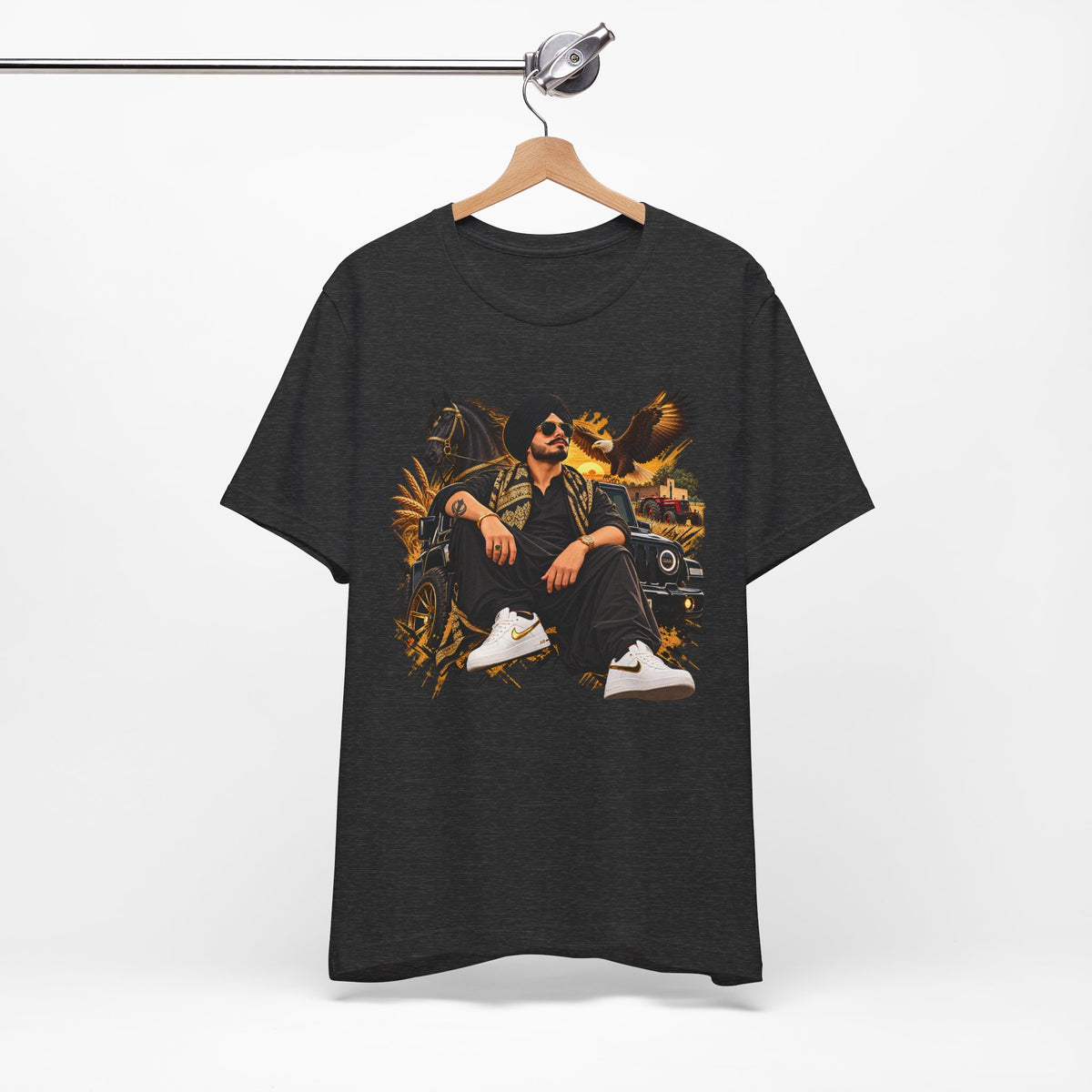 Western Rider Graphic T-Shirt | Horse, Eagle & Vintage Car