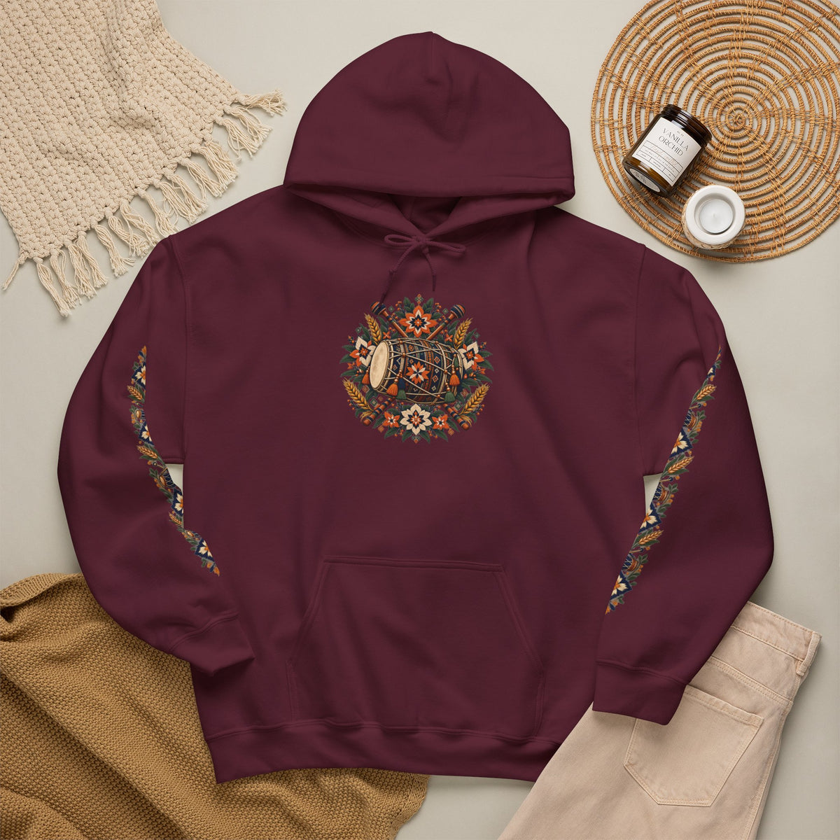 Bohemian Folk Art Drum Hoodie