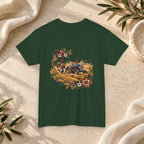 Vintage Folk Art Tractor & Drum Graphic T-Shirt