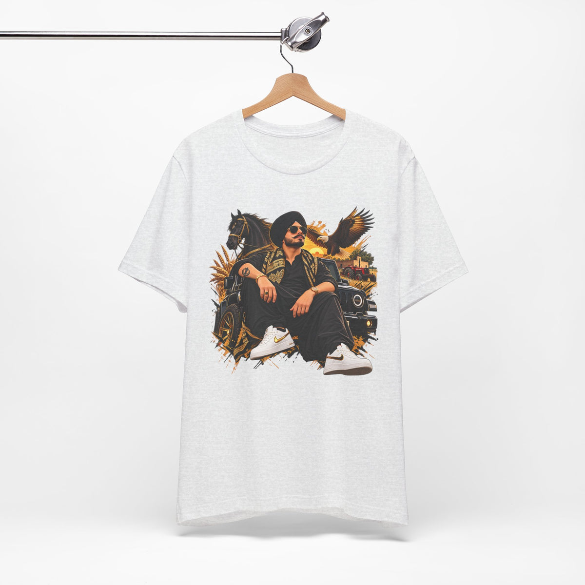 Western Rider Graphic T-Shirt | Horse, Eagle & Vintage Car