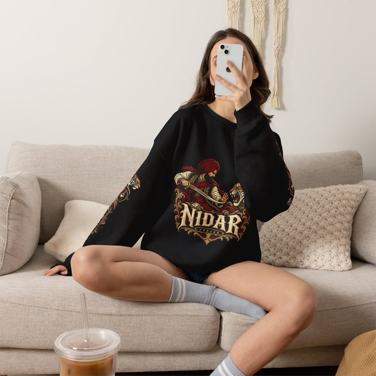 Nidar Courage Does Not Bow Graphic Sweatshirt