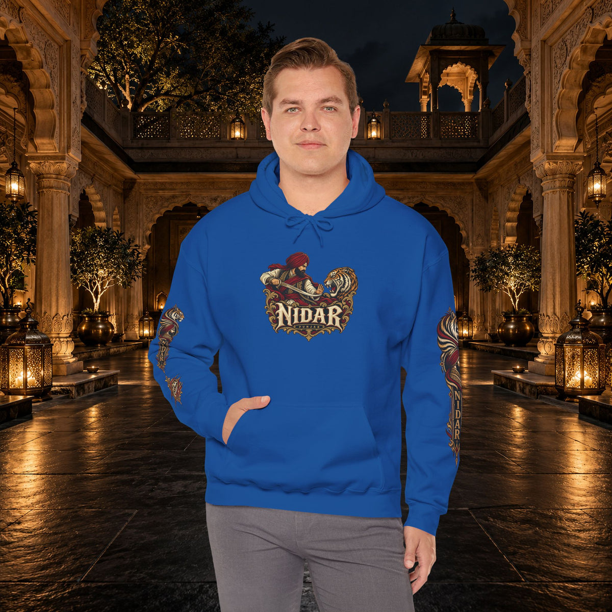 NIDAR Tiger and Bear Graphic Hoodie
