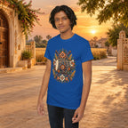 Vintage Folk Art Tractor & Drum Graphic T-Shirt