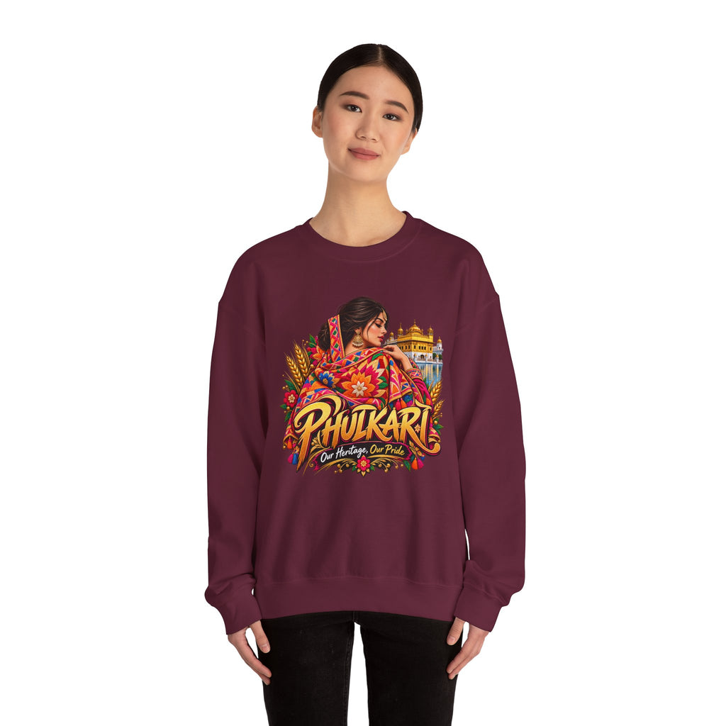 Phulkari-Inspired Floral Crewneck Sweatshirt | Punjabi Art