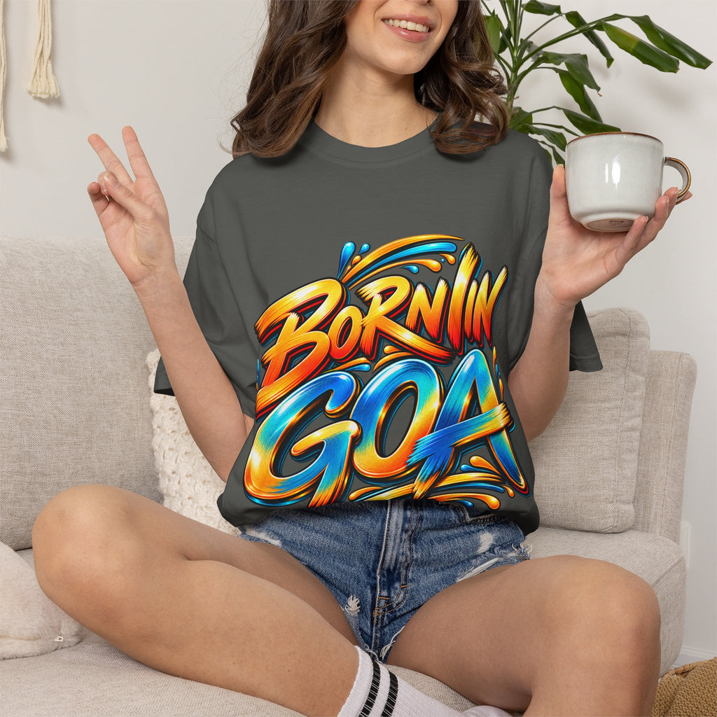Born in Goa Graphic Tee | Garment-Dyed Cotton T-Shirt