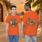 Vintage Folk Art Tractor & Drum Graphic T-Shirt
