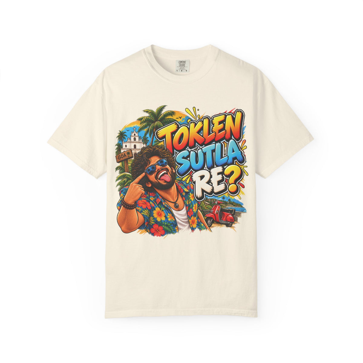 Additional view of Toklen Sutla Re? — Goan Heritage Garment-Dyed T-Shirt (3)