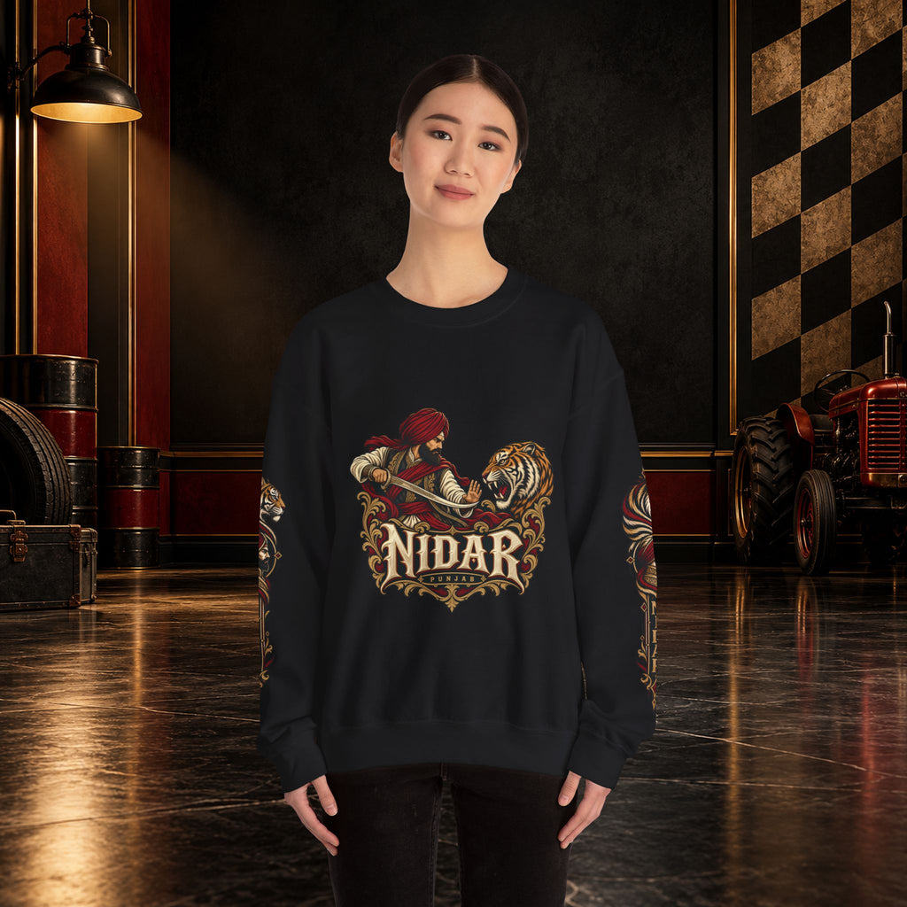 Nidar Courage Does Not Bow Graphic Sweatshirt