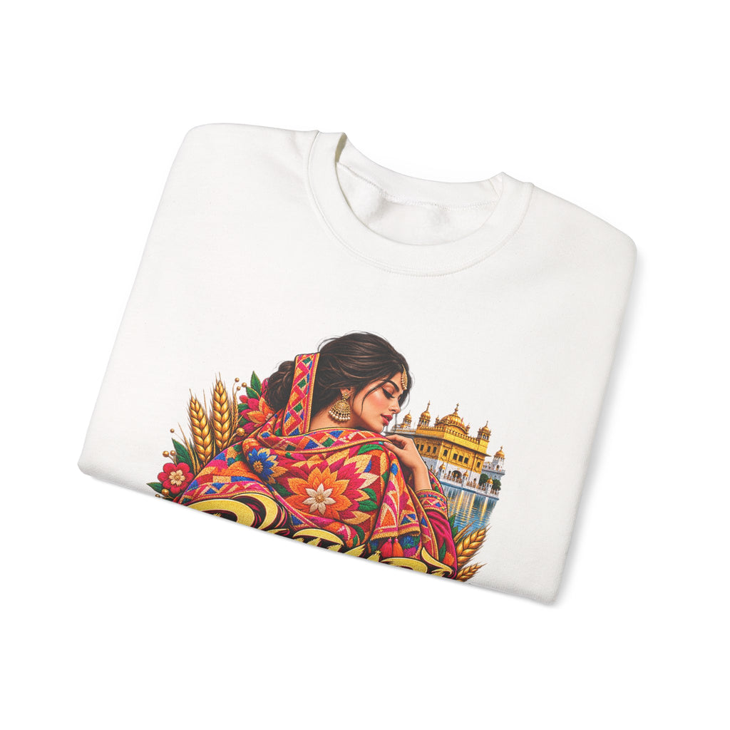 Phulkari-Inspired Floral Crewneck Sweatshirt | Punjabi Art