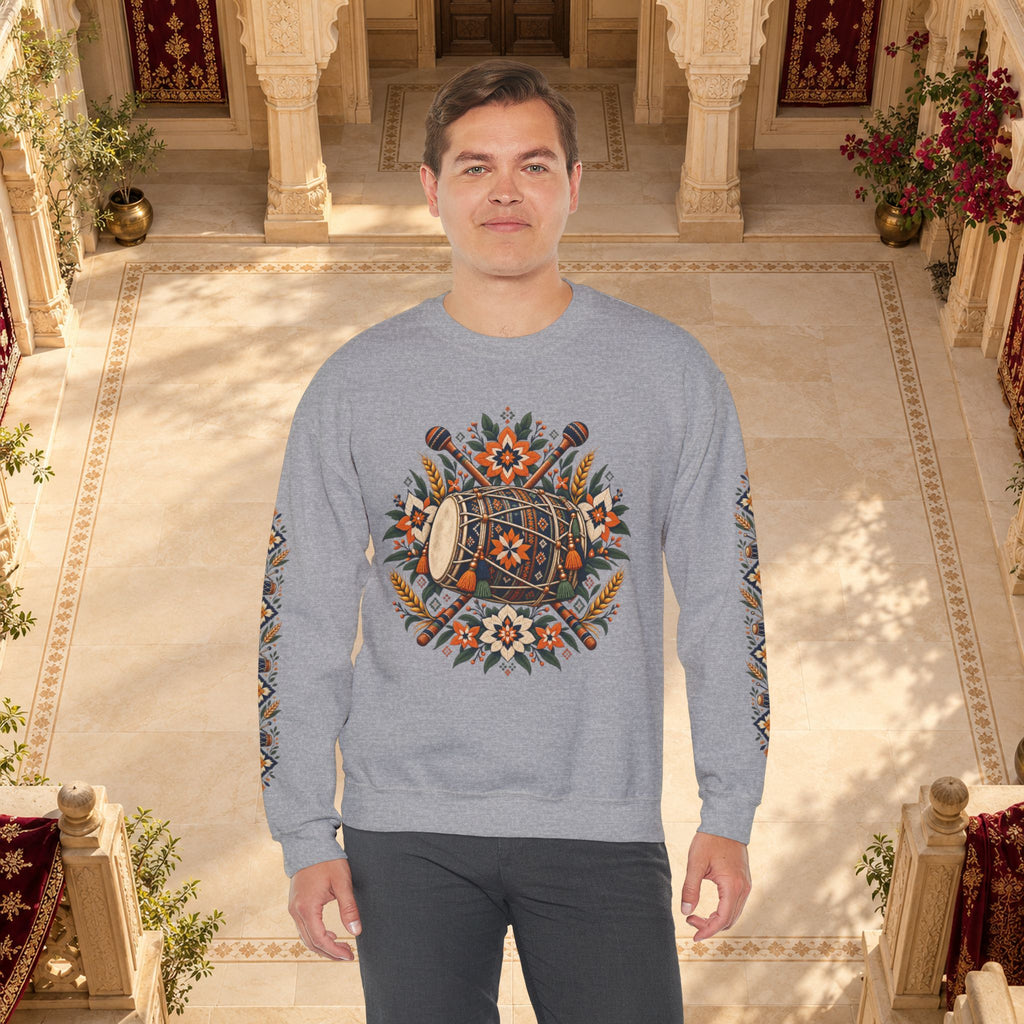 Boho Folk Drum Sweatshirt – Tribal Music Festival Crewneck