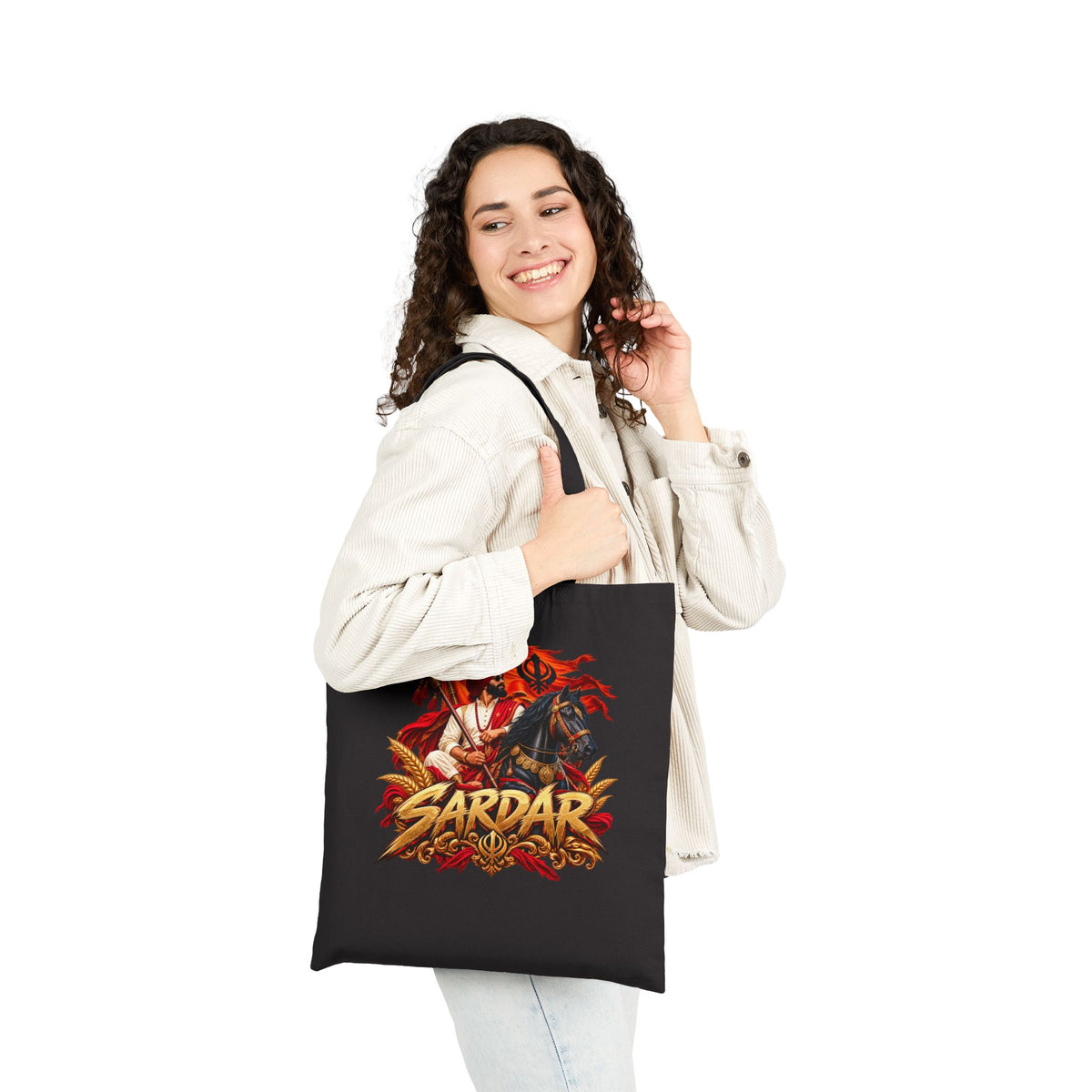 Sardar Warrior Illustrated Cotton Canvas Tote Bag