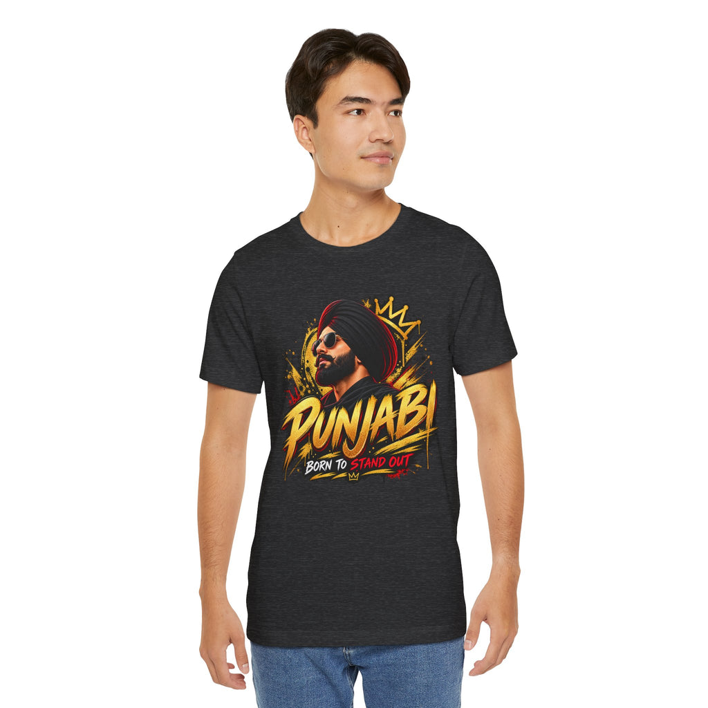 Punjabi Born to Stand Out Graphic T-Shirt | Turban Portrait Tee