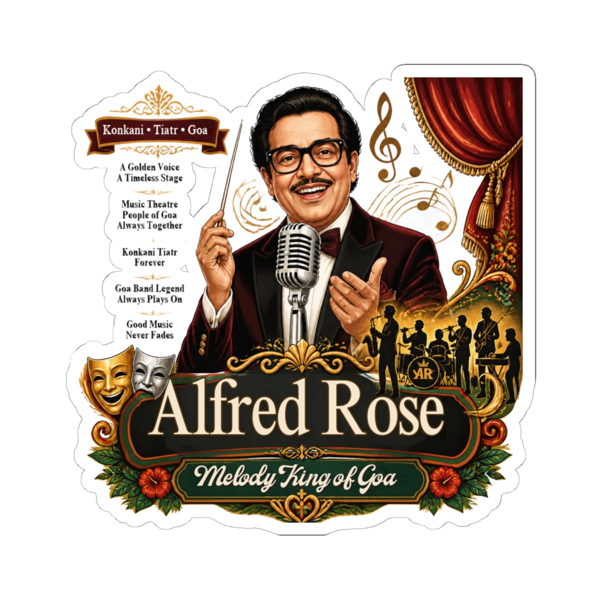 Additional view of Alfred Rose Vinyl Sticker — Goan Music Poster (3)