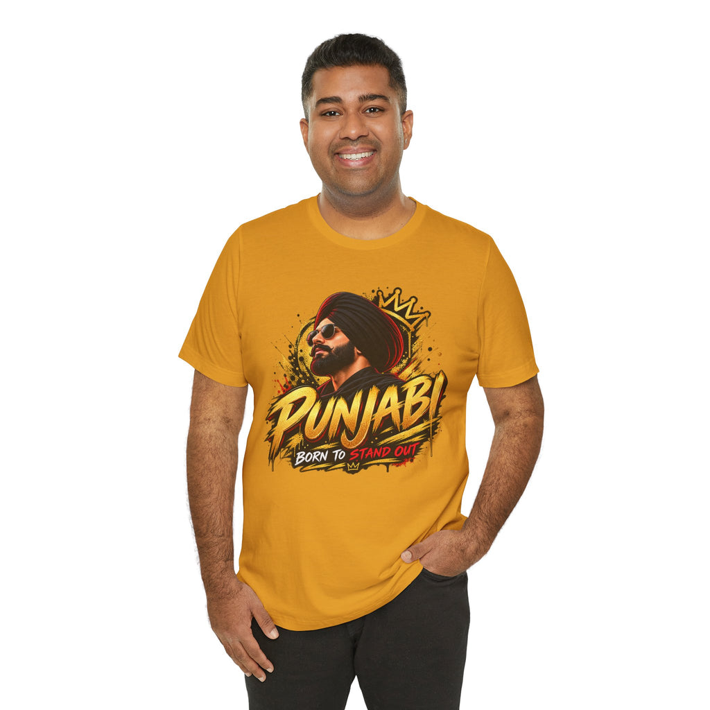 Punjabi Born to Stand Out Graphic T-Shirt | Turban Portrait Tee