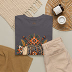 Vintage Folk Art Tractor & Drum Graphic T-Shirt