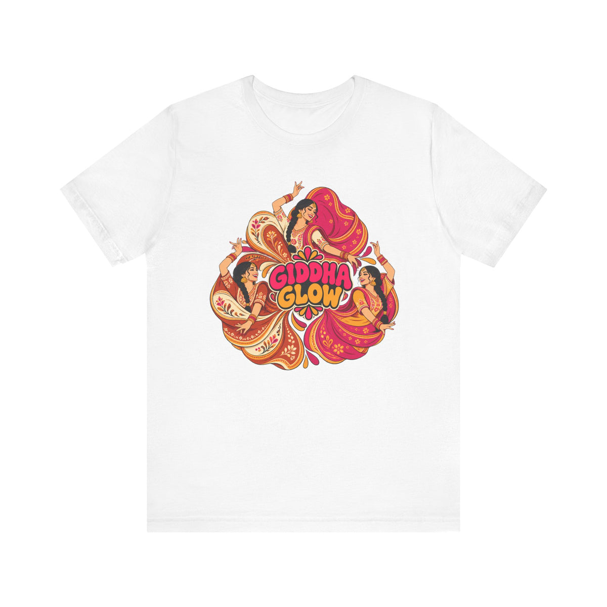 Additional view of Giddha Glow Punjabi Dance Graphic T-Shirt — Jersey Tee (2)
