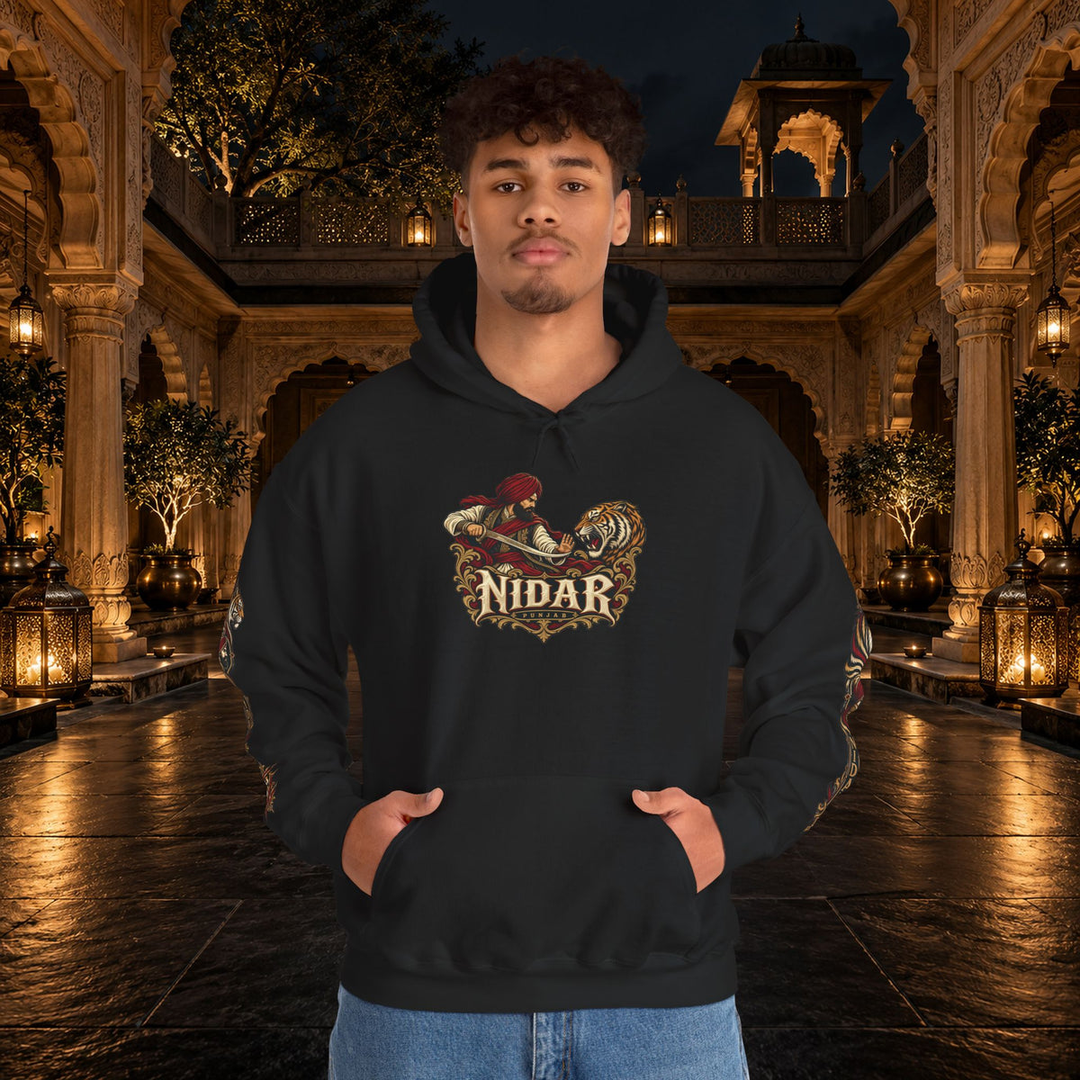 NIDAR Tiger and Bear Graphic Hoodie