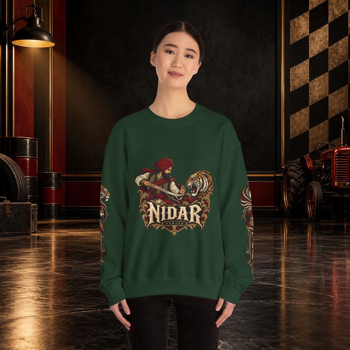 Nidar Courage Does Not Bow Graphic Sweatshirt
