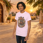 Vintage Folk Art Tractor & Drum Graphic T-Shirt