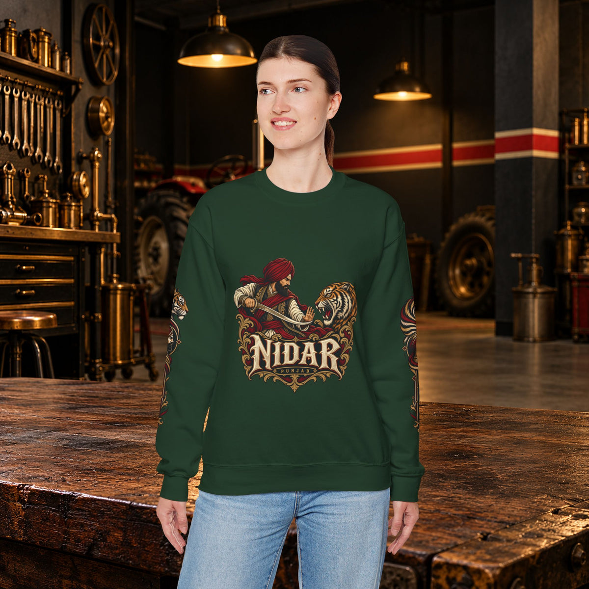 Nidar Courage Does Not Bow Graphic Sweatshirt