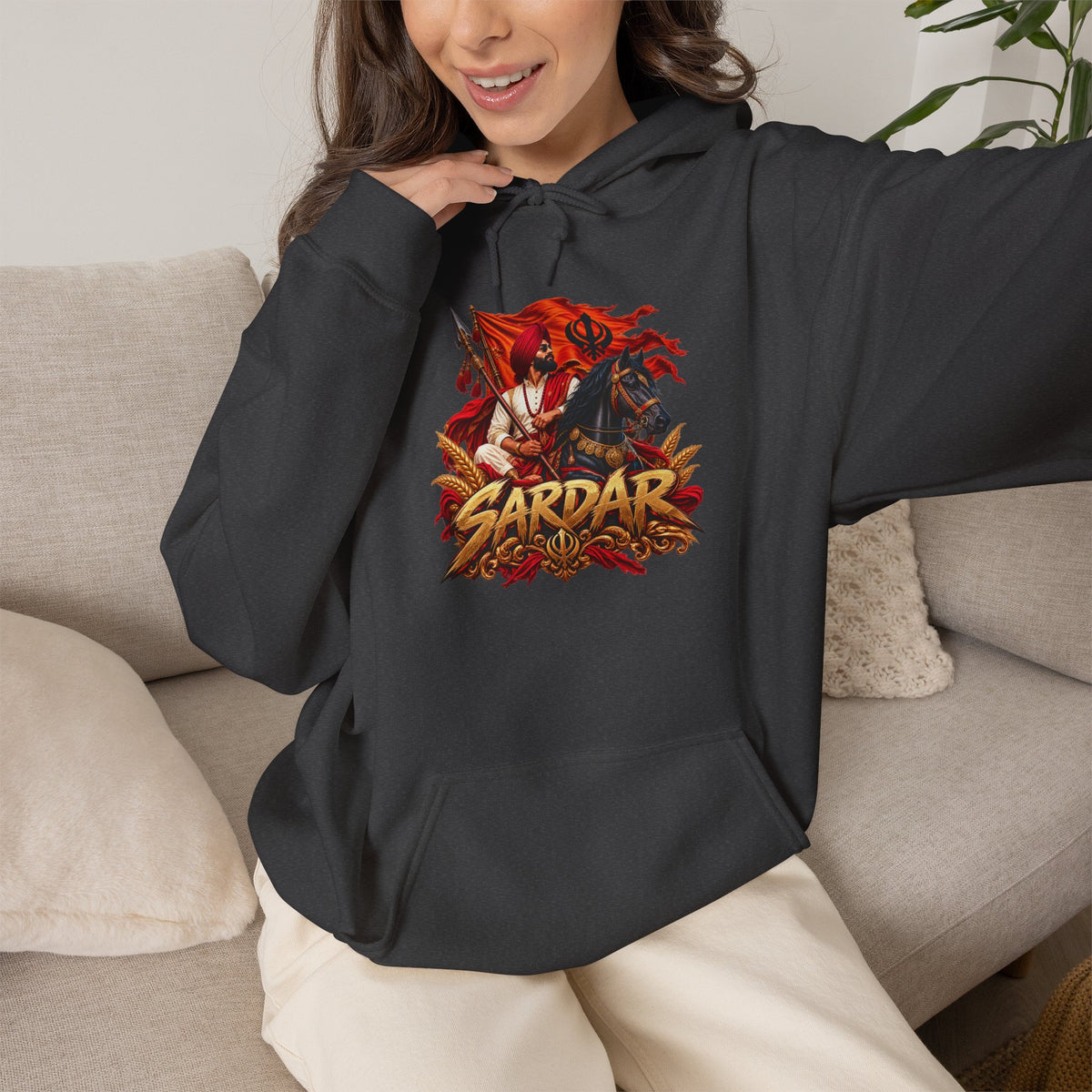 Sardar Retro Fighter Graphic Hoodie | Punjabi Heritage Pullover