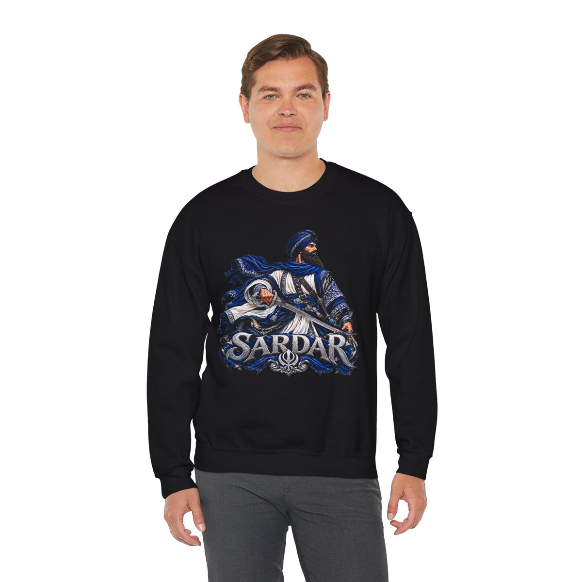 Sardar Warrior Sikh-Inspired Graphic Crewneck Sweatshirt