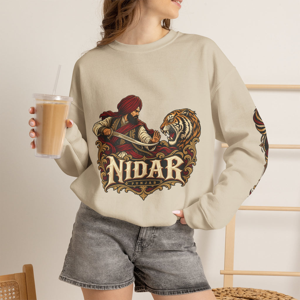 Nidar Courage Does Not Bow Graphic Sweatshirt
