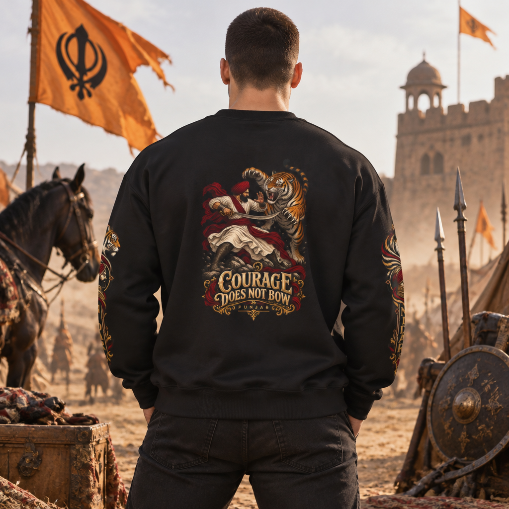 Main product photo of Nidar Courage Does Not Bow Warrior Tiger Crewneck Sweatshirt