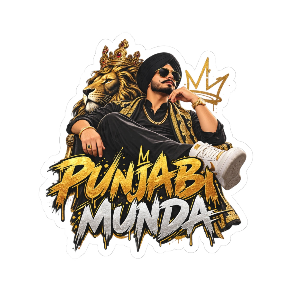 Punjabi Munda Sticker - Bold King Lion Streetwear Decal — product image 5